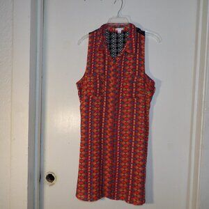 Xhileration Fully Button Down Aztec With Lace Detail Dress Sz XXL